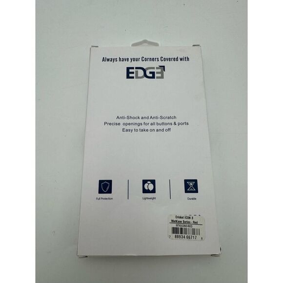 NWT EDGE Cricket Icon 3 Anti-Shock/Scratch Rugged Kickstand Phone Case Red/Black - Picture 3 of 3